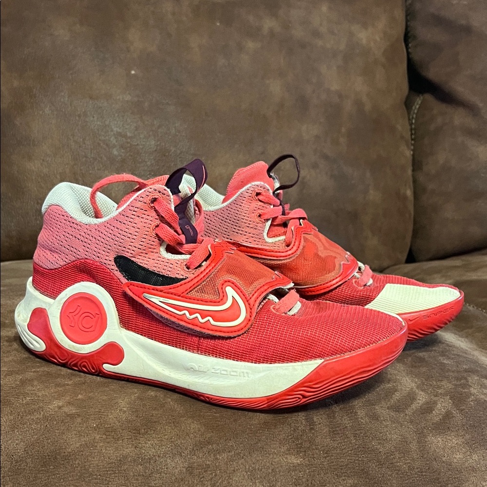 Nike Red and White Basketball Sneakers with Strap